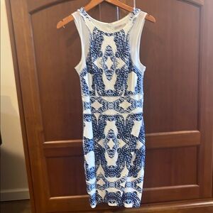 Tart Blue and White Halter Neck Midi Dress